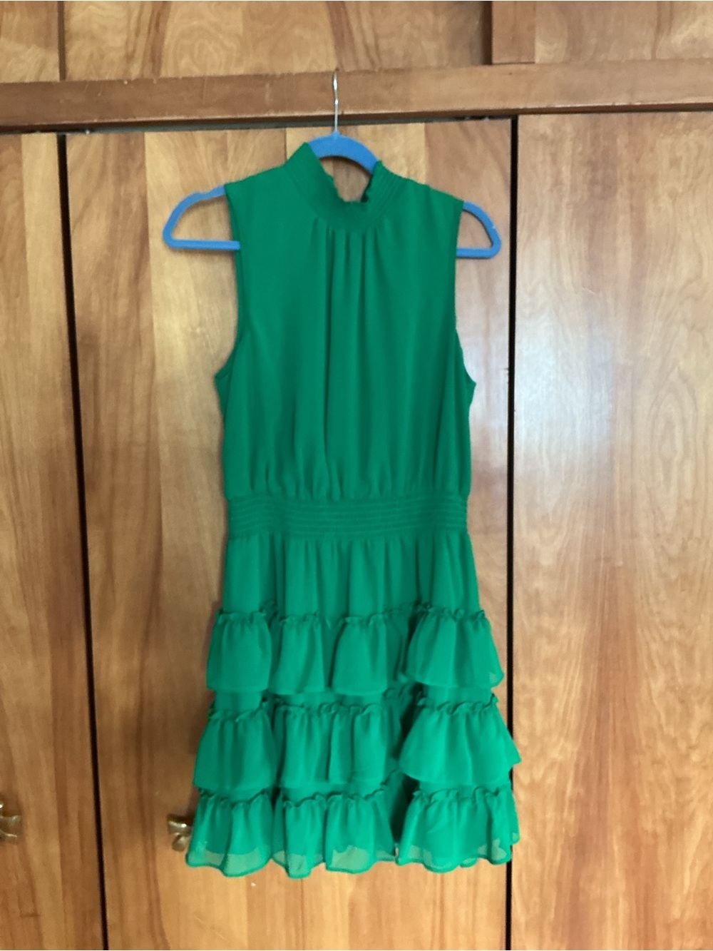1. State Green Sleeveless Tiered Ruffle Mini Dress